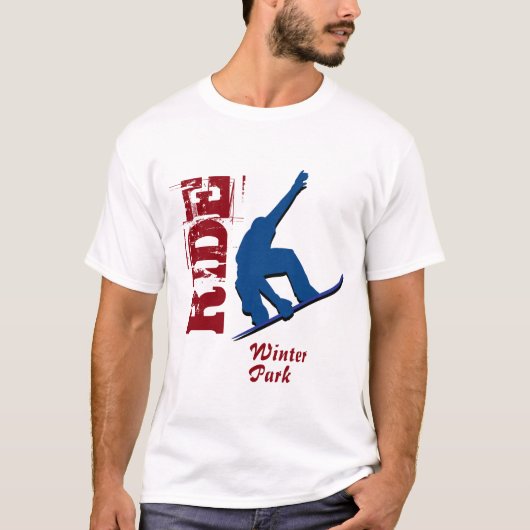 T-shirt Surf des neiges rouge de parc d'hiver de tour (Devant)