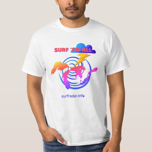 T-shirt Surf 'em all. TLW. Surfing the Great Lakes (Devant)