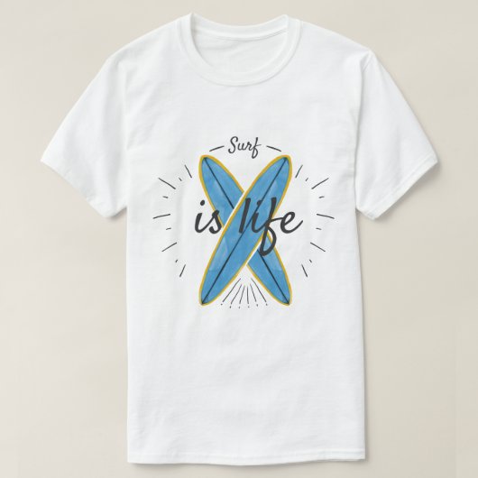 T-shirt Surf est la vie - Surfboards croisés Ocean Waves (Design devant)
