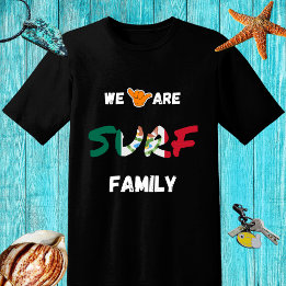 T-shirt Surf famille design avec main shaka et drapeau du 