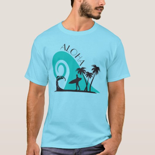 T-shirt , Surf moderne Aloha et palmiers (Devant)