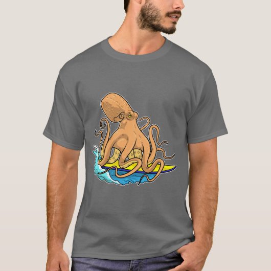 T-shirt Surf Octopus Surfboard été (Devant)