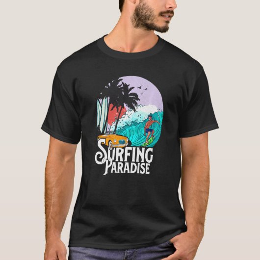T-shirt Surf Paradise Beach Party Aventure avec vagues (Devant)