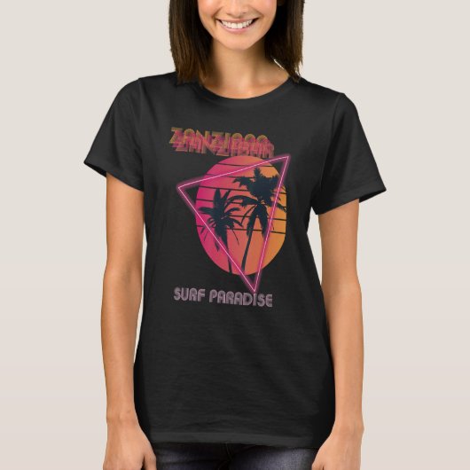 T-shirt Surf Paradise Zanzibar Retro Beach Palm tree Vacat (Devant)