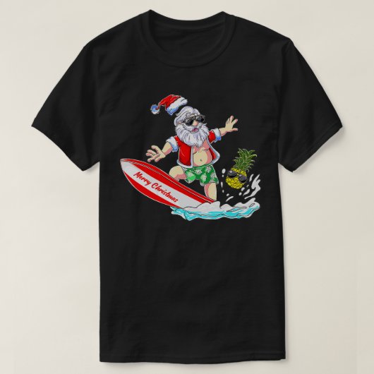 T-shirt Surf Père Noël Beach Vacances d'été Noël en J (Design devant)