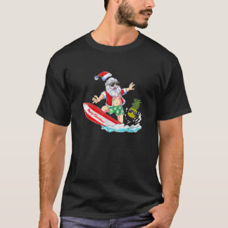 T-shirt Surf Père Noël Beach Vacances d'été Noël en J