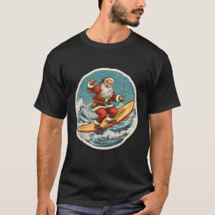T-shirt Surf Père Noël sur Surfboard Noël en Juillet Summe