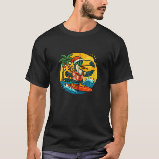 T-shirt Surf Père Noël Toucan et drôle chien Christ tropic