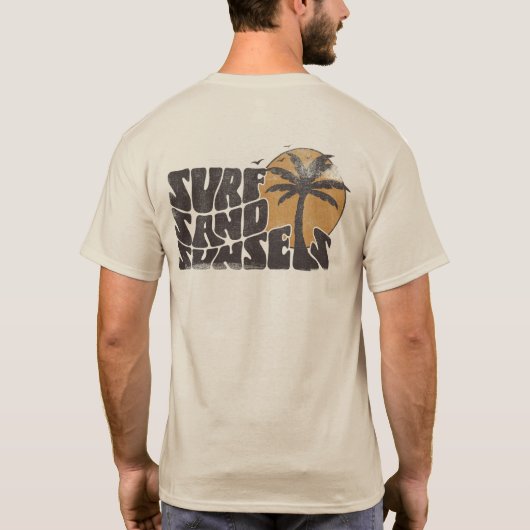 T-shirt Surf Rétro Couchers de soleil Palm Tree Beach Vibe (Dos)