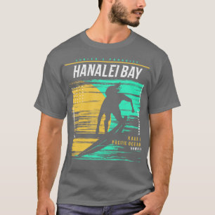 T-shirt Surf Rétro Hanalei Bay Kauai Hawaii Vintage Sur