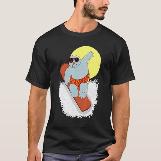 T-shirt Surf Snow Man Snowboard Snowman Cool Graphic De (Devant)