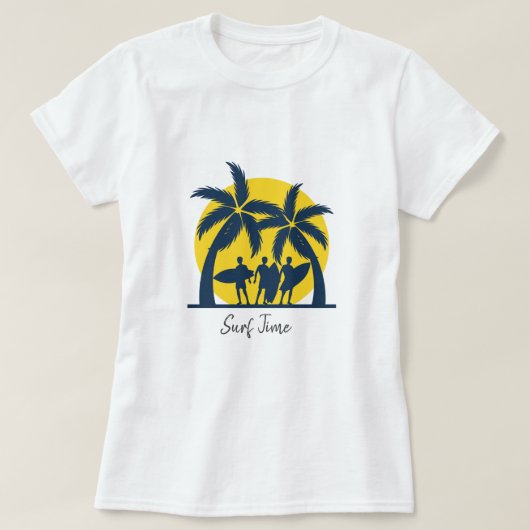 T-shirt Surf soleil et palmiers surf cool (Design devant)