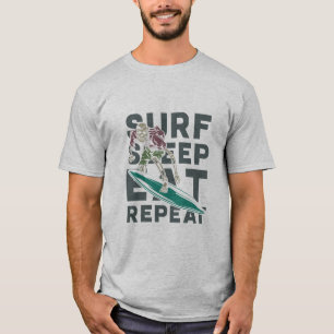 T-shirt Surf Sommeil Manger Répéter Conception du Surf Vin