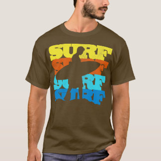 T-shirt Surf Surf Surf Vintage Rétro Surfer Sunset