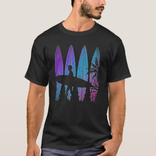 T-shirt Surf Synthwave Surfer Vaporwave Palm Trees Su