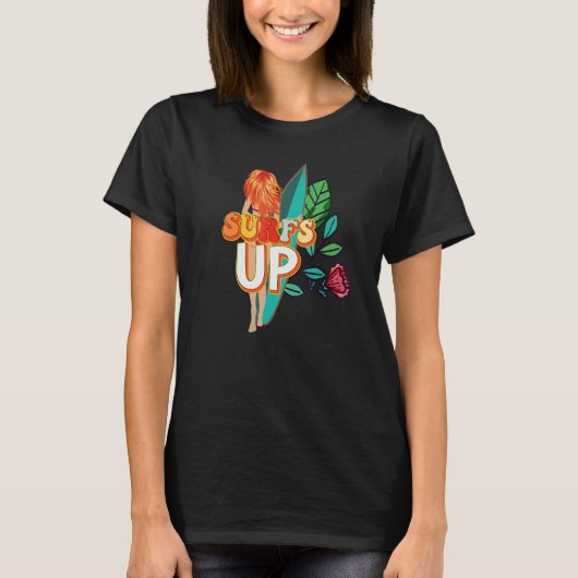 T-shirt Surf Up Girl Surfer Avec Direction De Planche Pour (Devant)