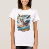 T-shirt Surf Welsh Corgi attraper une grande vague (Devant)