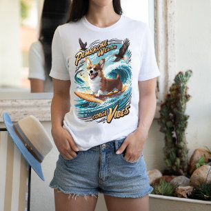 T-shirt Surf Welsh Corgi attraper une grande vague