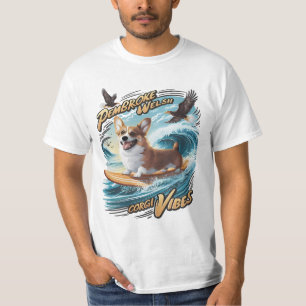 T-shirt Surf Welsh Corgi attraper une grande vague
