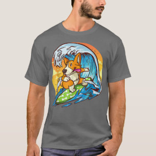 T-shirt Surf Welsh Corgi Funny _ Joli chien hawaïen sur