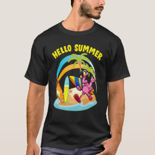 T-shirt surfboard Hello Summer Flamingo Beach Summer Vacat
