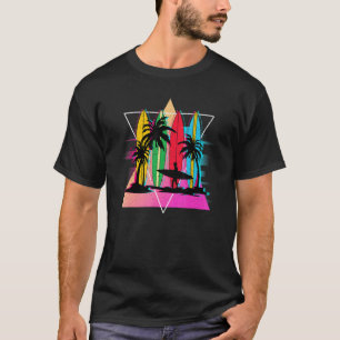 T-shirt Surfboards 80s Vaporwave Water Sport Surfer Tropic