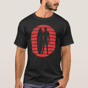T-shirt Surfer Amusant Avec Silhouette De Table Sur Un Cou