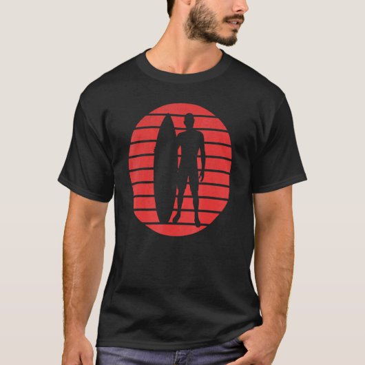 T-shirt Surfer Amusant Avec Silhouette De Table Sur Un Cou (Devant)