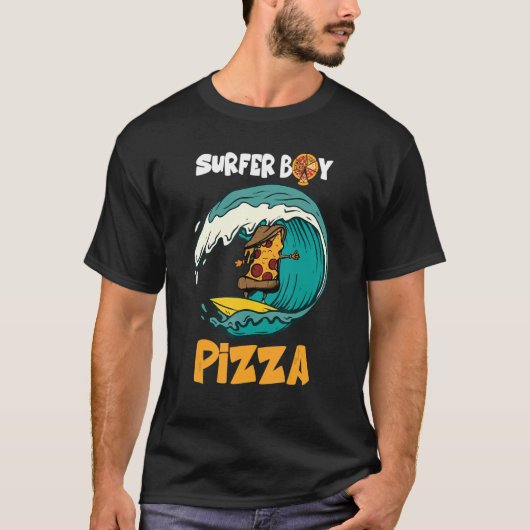 T-shirt Surfer Boy Pour Qui Aime Surfer Et Manger Pizzas S (Devant)