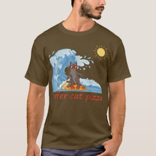 T-shirt Surfer Chemise Rétro Pizza Boy Surfer Chat Pizza C
