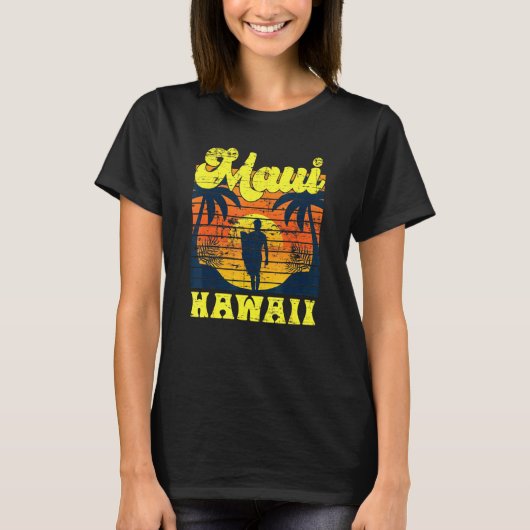 T-shirt Surfer Coucher Tropical Hawaiian Summer Aloha Maui (Devant)