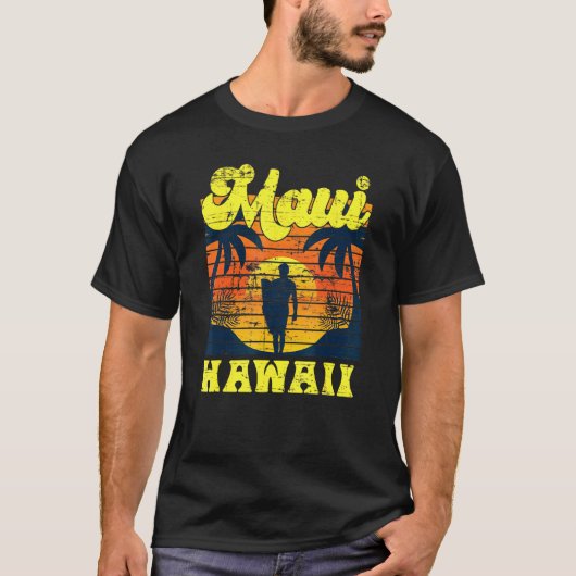 T-shirt Surfer Coucher Tropical Hawaiian Summer Aloha Maui (Devant)