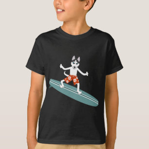 T-shirt Surfer de Longboard de chien de traîneau sibérien