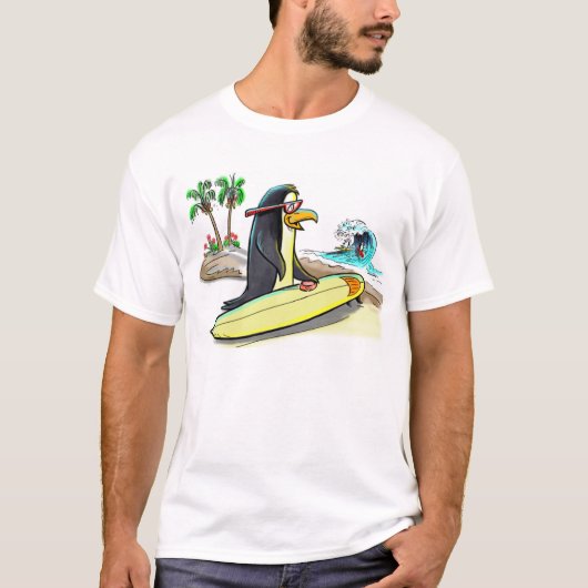 T-shirt surfer de pingouin (Devant)