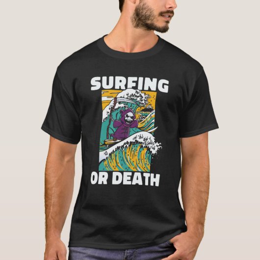 T-shirt Surfer Death Waves Surfboard Surfrider Surfing 4t (Devant)