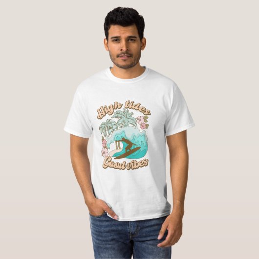 T-shirt Surfer d'été Good Vibes (Devant entier)