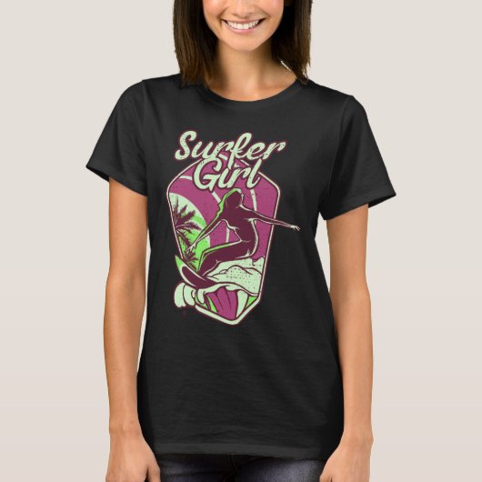 T-shirt Surfer fille chasse vagues surf (Devant)