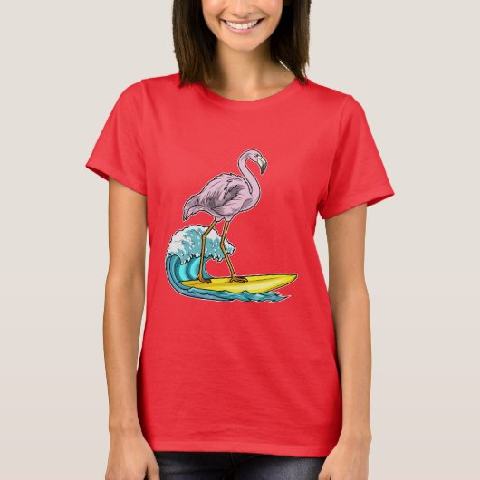 T-shirt Surfer Flamant rose (Devant)