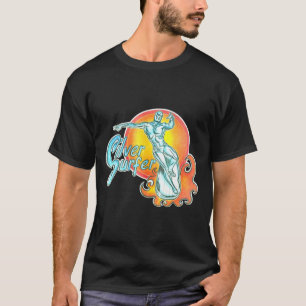 T-shirt Surfer les années 70 argent allumé