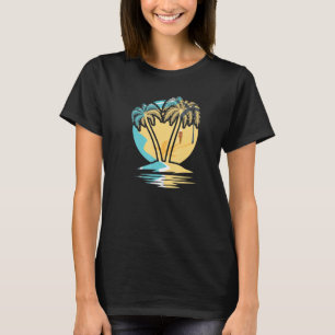 T-shirt Surfer Ocean Palm Tree Sunset Surfboard Waves Surf