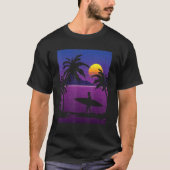 T-shirt Surfer Palm Trees Synthwave Sunset Watersport Surf (Devant)