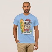 T-shirt Surfer Père Noël avec tatouage (Devant entier)