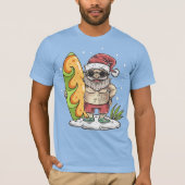 T-shirt Surfer Père Noël avec tatouage (Devant)