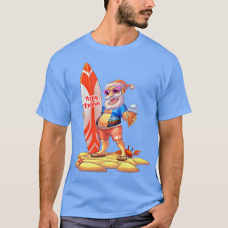 T-shirt Surfer Père Noël Hawaiian Noël en juillet Surfing 