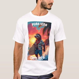 T-shirt surfer sloth 