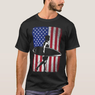 T-shirt Surfer Surfer 4 juillet États-Unis Drapeau América