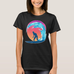T-shirt Surfer Surfer Sea Waves Water Sport Ocean Sunse