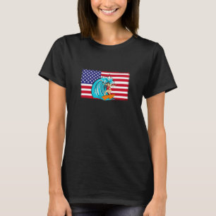 T-shirt Surfer Us Drapeau Surfboard Surfrider Surfing 4e D