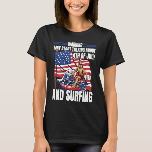 T-shirt Surfer Us Drapeau Surfboard Surfrider Surfing 4e D (Devant)