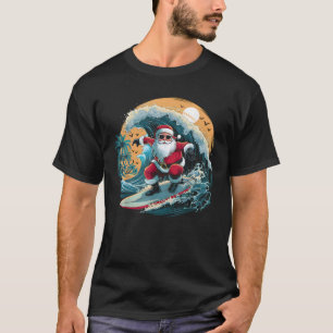 T-shirt Surfer vintage Noël Surf Plage Santa Claus